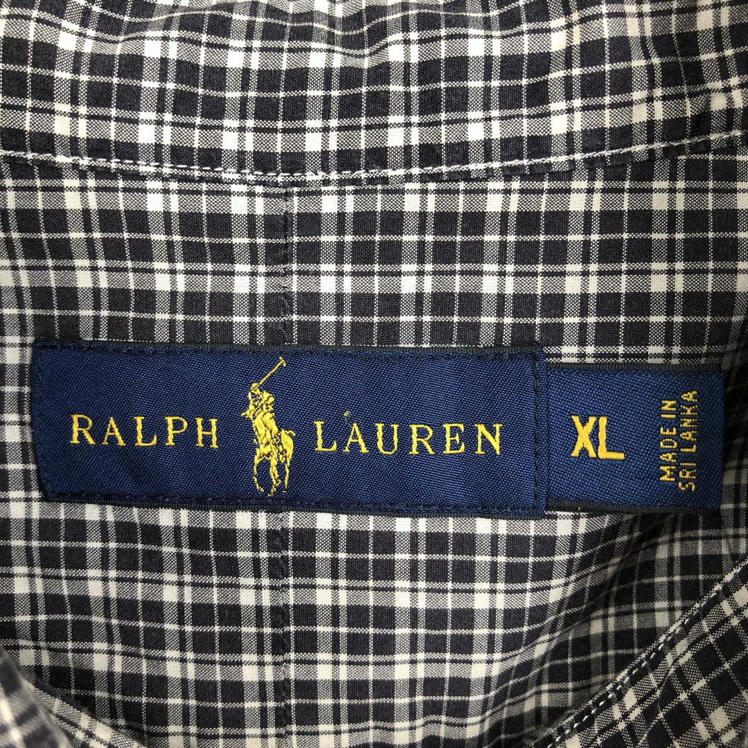 Ralph Lauren RALPH LAUREN Long Sleeve Button Down Check Shirt Men's XL cotton Charcoal Vintage Second Hand