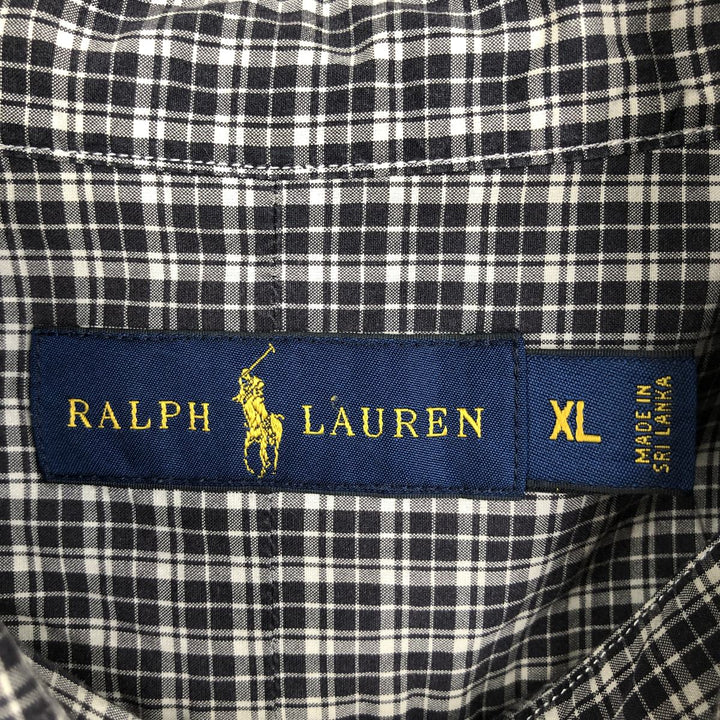 Ralph Lauren RALPH LAUREN Long Sleeve Button Down Check Shirt Men's XL cotton Charcoal Vintage Second Hand