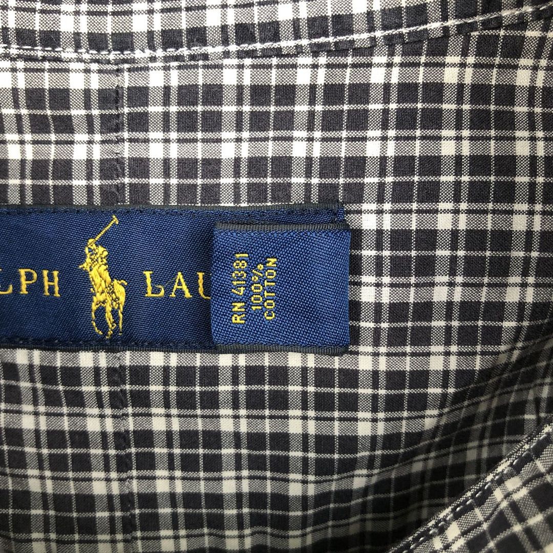 Ralph Lauren RALPH LAUREN Long Sleeve Button Down Check Shirt Men's XL cotton Charcoal Vintage Second Hand