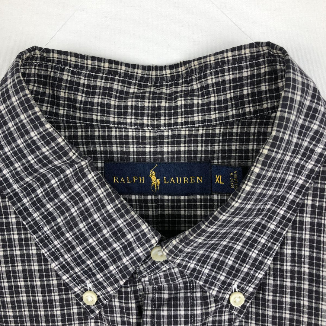 Ralph Lauren RALPH LAUREN Long Sleeve Button Down Check Shirt Men's XL cotton Charcoal Vintage Second Hand