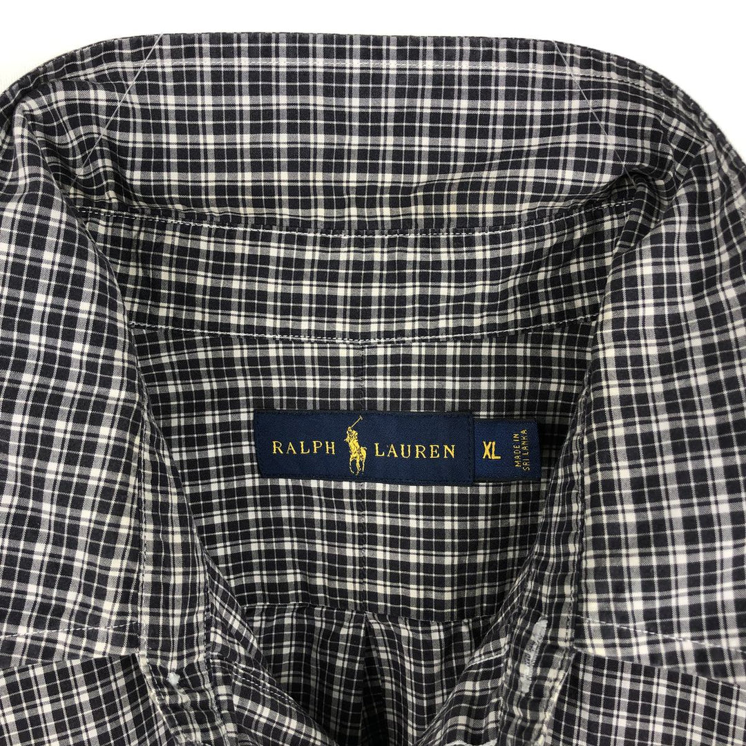 Ralph Lauren RALPH LAUREN Long Sleeve Button Down Check Shirt Men's XL cotton Charcoal Vintage Second Hand