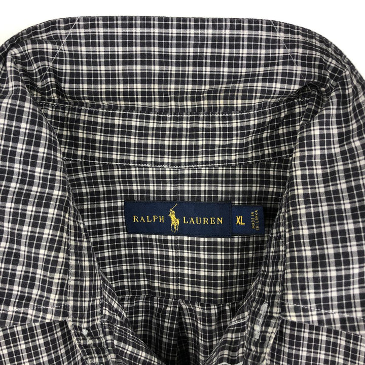Ralph Lauren RALPH LAUREN Long Sleeve Button Down Check Shirt Men's XL cotton Charcoal Vintage Second Hand