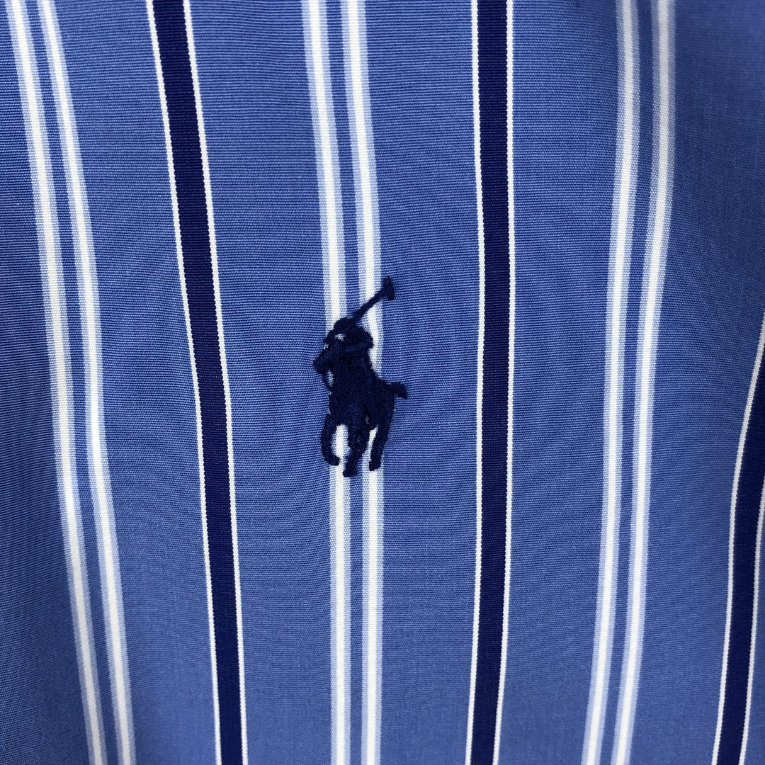 Ralph Lauren Stripe Pattern Multi-Striped Long-Sleeve Button-Down Stripe Shirt, Men's Size XL (approx.) cotton Blue type light blue Vintage Second Hand
