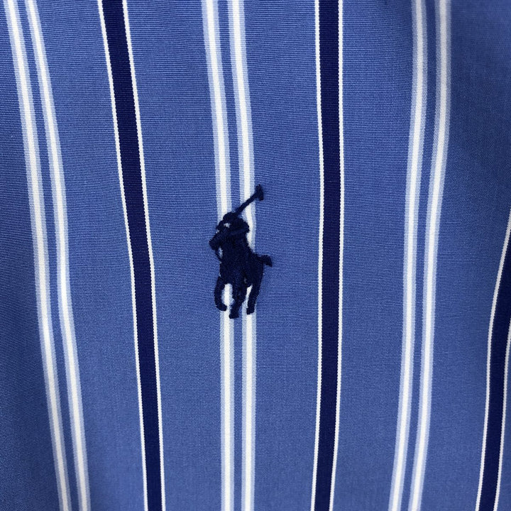 Ralph Lauren Stripe Pattern Multi-Striped Long-Sleeve Button-Down Stripe Shirt, Men's Size XL (approx.) cotton Blue type light blue Vintage Second Hand