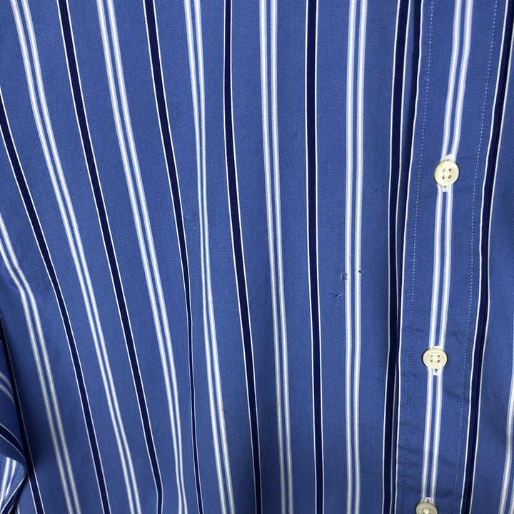 Ralph Lauren Stripe Pattern Multi-Striped Long-Sleeve Button-Down Stripe Shirt, Men's Size XL (approx.) cotton Blue type light blue Vintage Second Hand