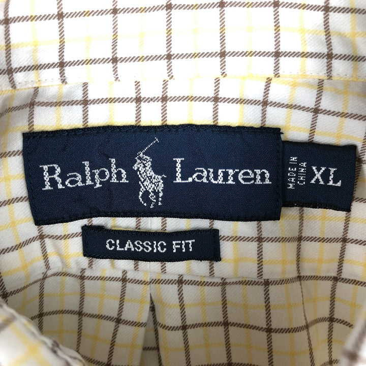 Ralph Lauren Classic Fit Long Sleeve Button Down Check Shirt Men's XL cotton white type Vintage Second Hand