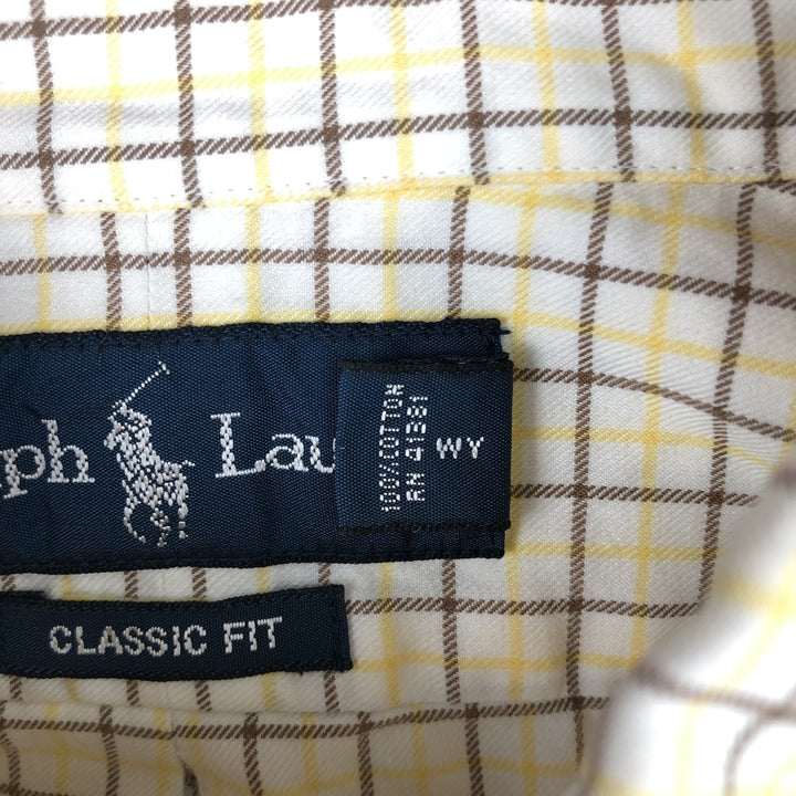 Ralph Lauren Classic Fit Long Sleeve Button Down Check Shirt Men's XL cotton white type Vintage Second Hand