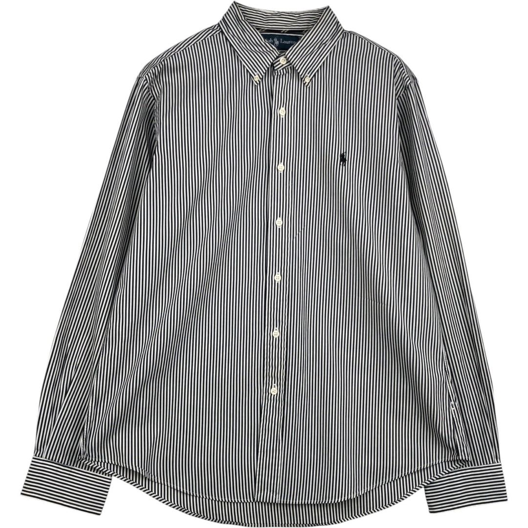 Ralph Lauren Custom Fit Multi-Stripe Long Sleeve Button-Down Striped Shirt, Men's Size L cotton white type Vintage Second Hand