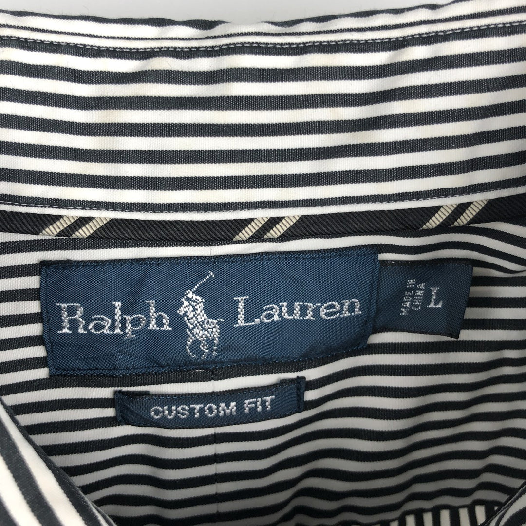 Ralph Lauren Custom Fit Multi-Stripe Long Sleeve Button-Down Striped Shirt, Men's Size L cotton white type Vintage Second Hand