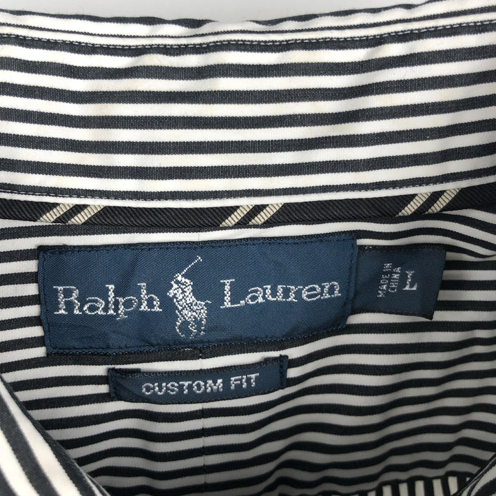 Ralph Lauren Custom Fit Multi-Stripe Long Sleeve Button-Down Striped Shirt, Men's Size L cotton white type Vintage Second Hand