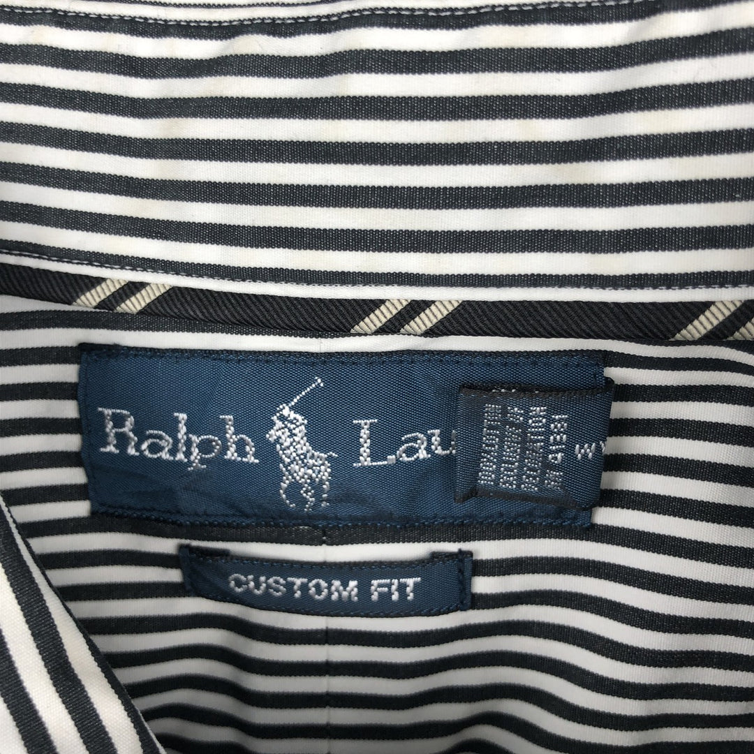 Ralph Lauren Custom Fit Multi-Stripe Long Sleeve Button-Down Striped Shirt, Men's Size L cotton white type Vintage Second Hand