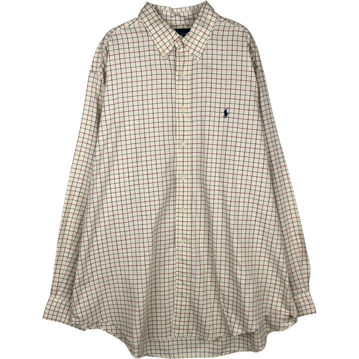 Ralph Lauren Classic Fit Long Sleeve Button Down Check Shirt Men's XL cotton ivory Vintage Second Hand