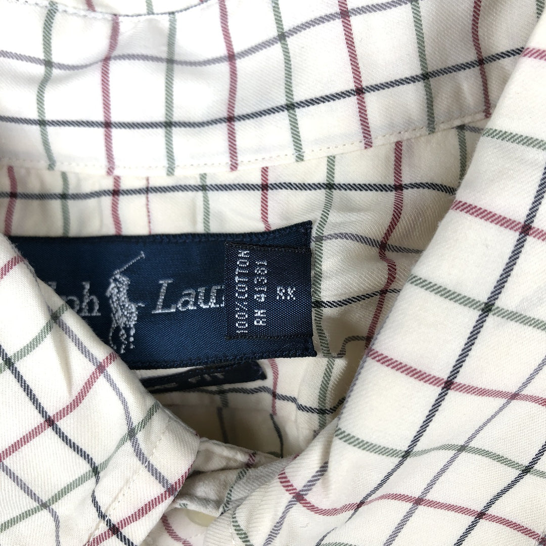 Ralph Lauren Classic Fit Long Sleeve Button Down Check Shirt Men's XL cotton ivory Vintage Second Hand