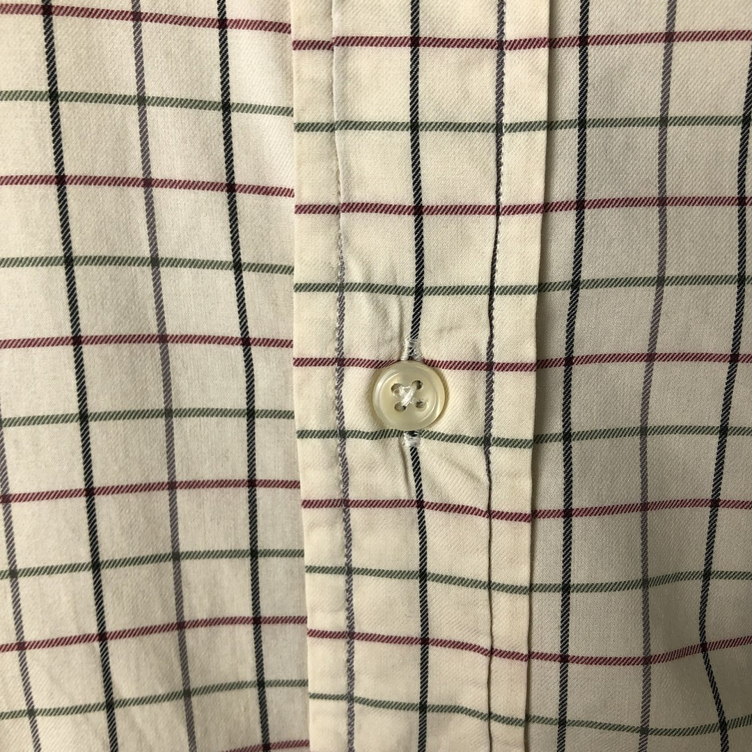 Ralph Lauren Classic Fit Long Sleeve Button Down Check Shirt Men's XL cotton ivory Vintage Second Hand