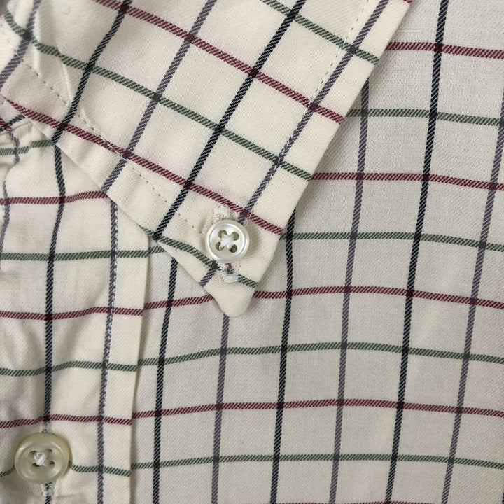 Ralph Lauren Classic Fit Long Sleeve Button Down Check Shirt Men's XL cotton ivory Vintage Second Hand