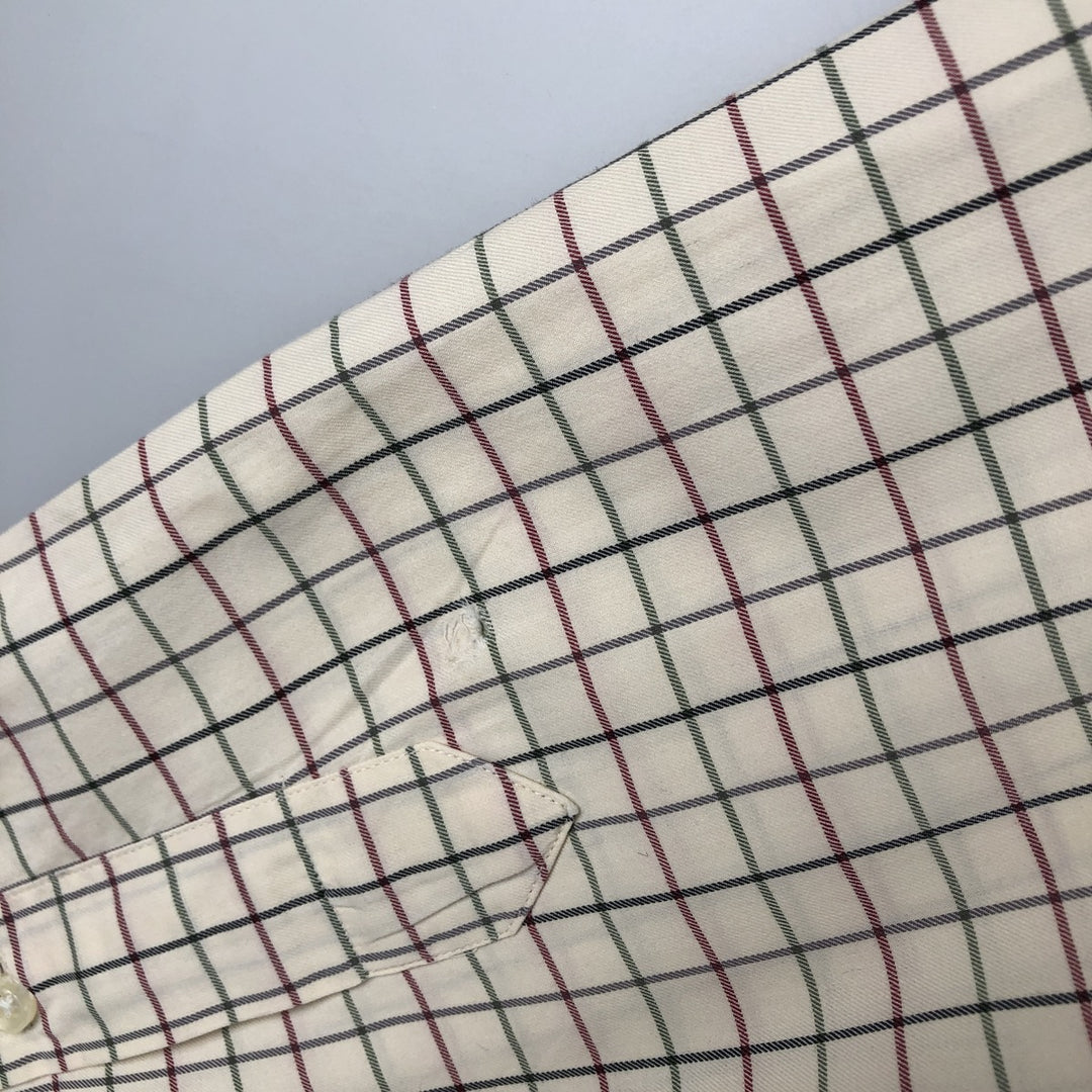 Ralph Lauren Classic Fit Long Sleeve Button Down Check Shirt Men's XL cotton ivory Vintage Second Hand