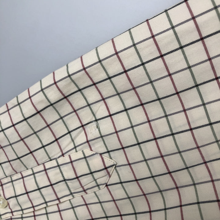 Ralph Lauren Classic Fit Long Sleeve Button Down Check Shirt Men's XL cotton ivory Vintage Second Hand