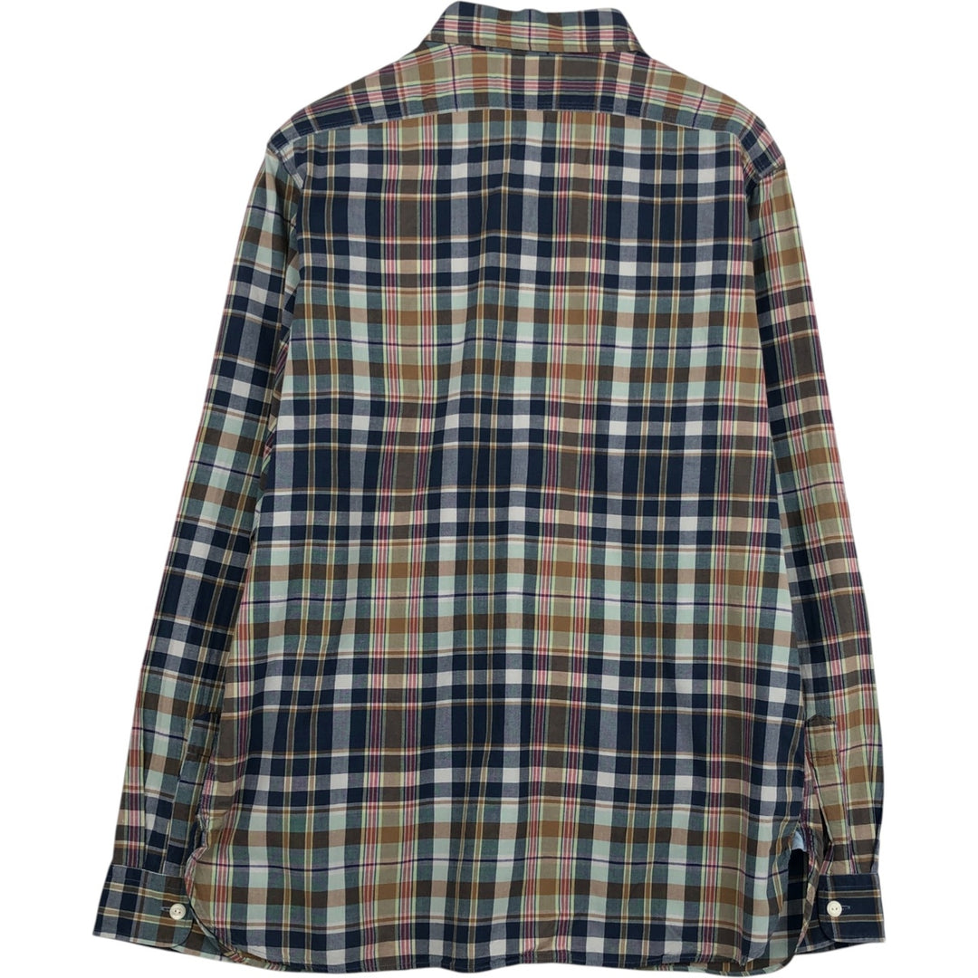 Ralph Lauren POLO by Ralph Lauren long sleeve cotton check shirt, men's size L cotton navy blue type Vintage Second Hand