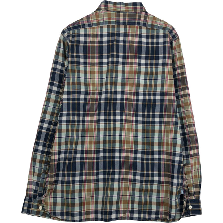 Ralph Lauren POLO by Ralph Lauren long sleeve cotton check shirt, men's size L cotton navy blue type Vintage Second Hand