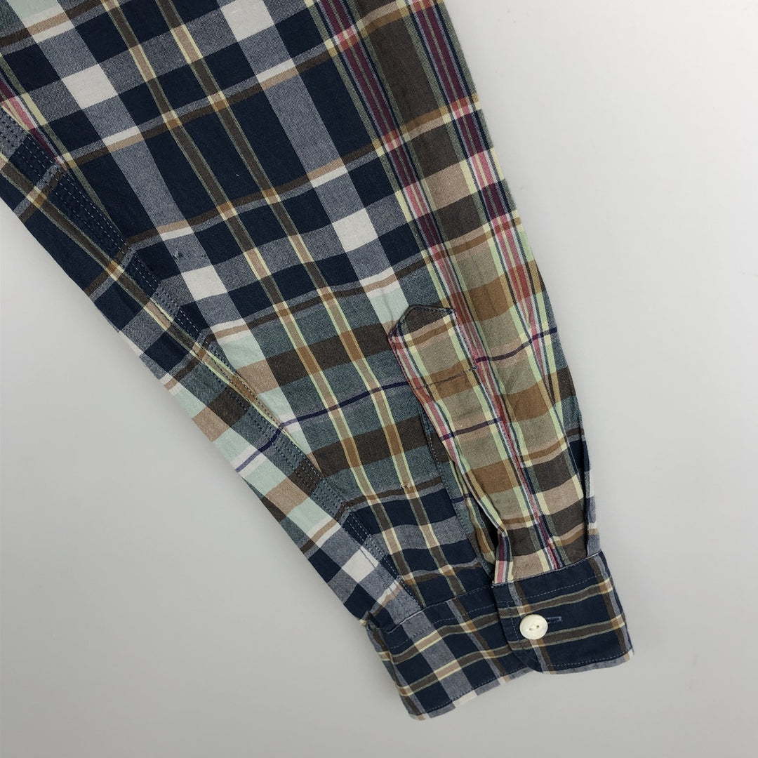 Ralph Lauren POLO by Ralph Lauren long sleeve cotton check shirt, men's size L cotton navy blue type Vintage Second Hand
