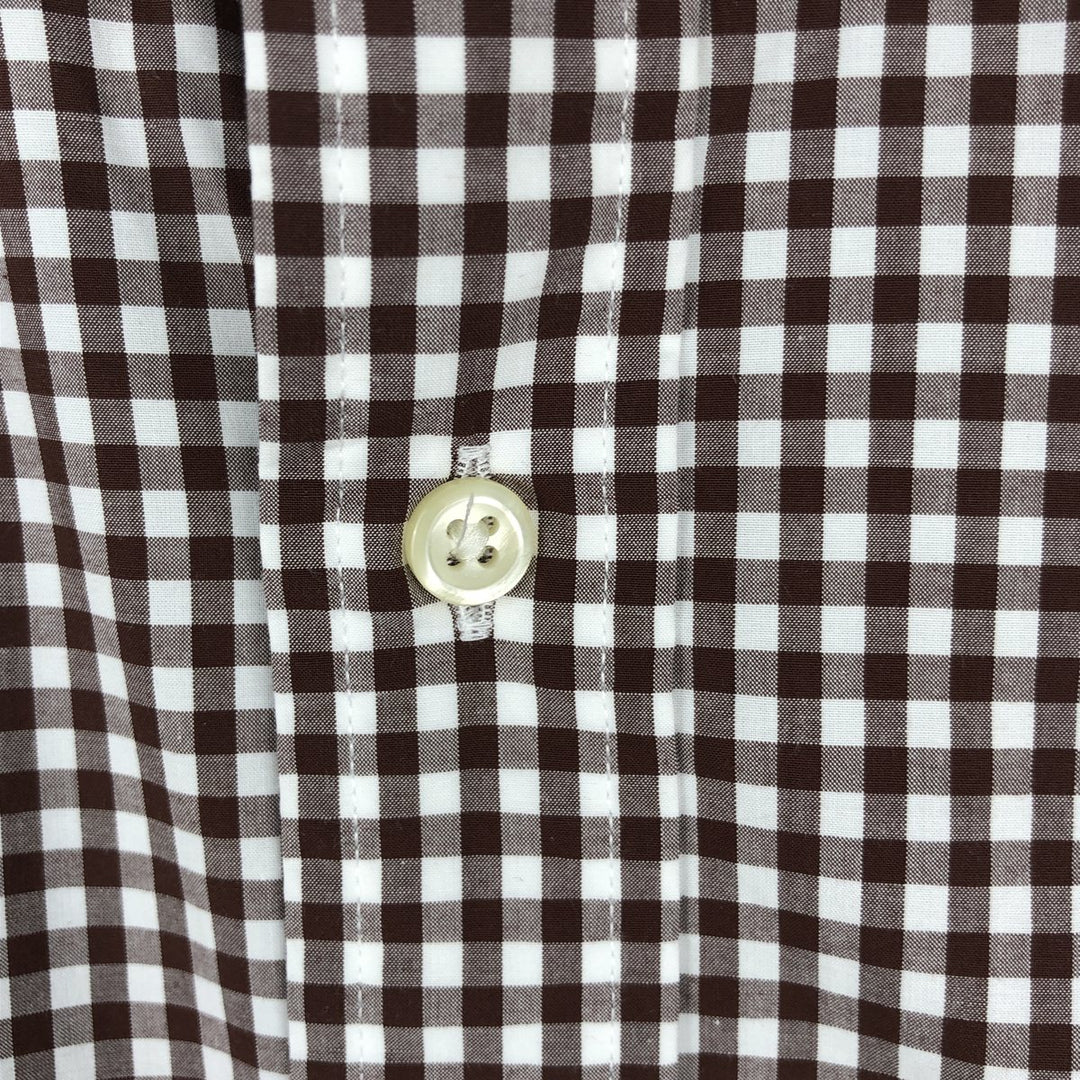 Ralph Lauren gingham check long-sleeved button-down shirt, men's size L (approx.) cotton red type reddish brown Vintage Second Hand