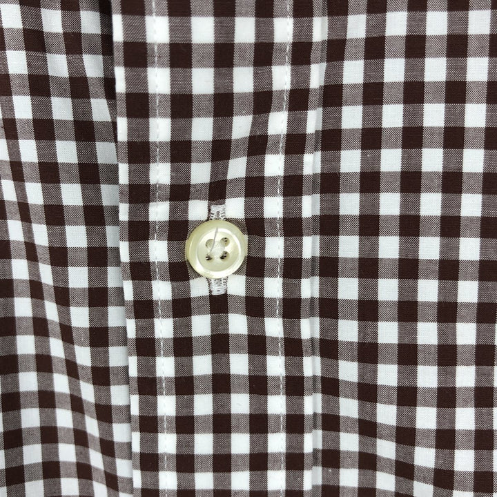 Ralph Lauren gingham check long-sleeved button-down shirt, men's size L (approx.) cotton red type reddish brown Vintage Second Hand