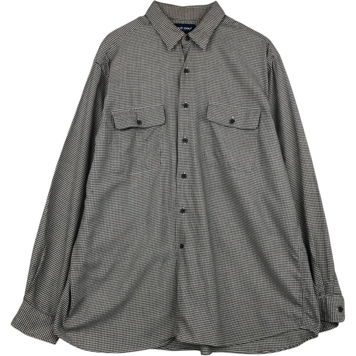 Ralph Lauren x Polo Golf Benford Houndstooth Pattern Long-Sleeve Cotton Shirt, Men's Size XL (approx.) cotton black type Vintage Second Hand