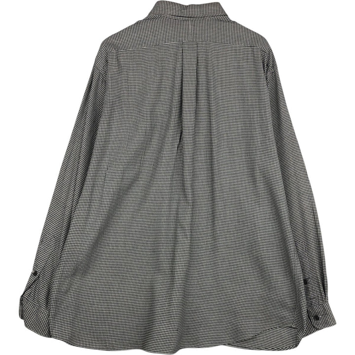 Ralph Lauren x Polo Golf Benford Houndstooth Pattern Long-Sleeve Cotton Shirt, Men's Size XL (approx.) cotton black type Vintage Second Hand