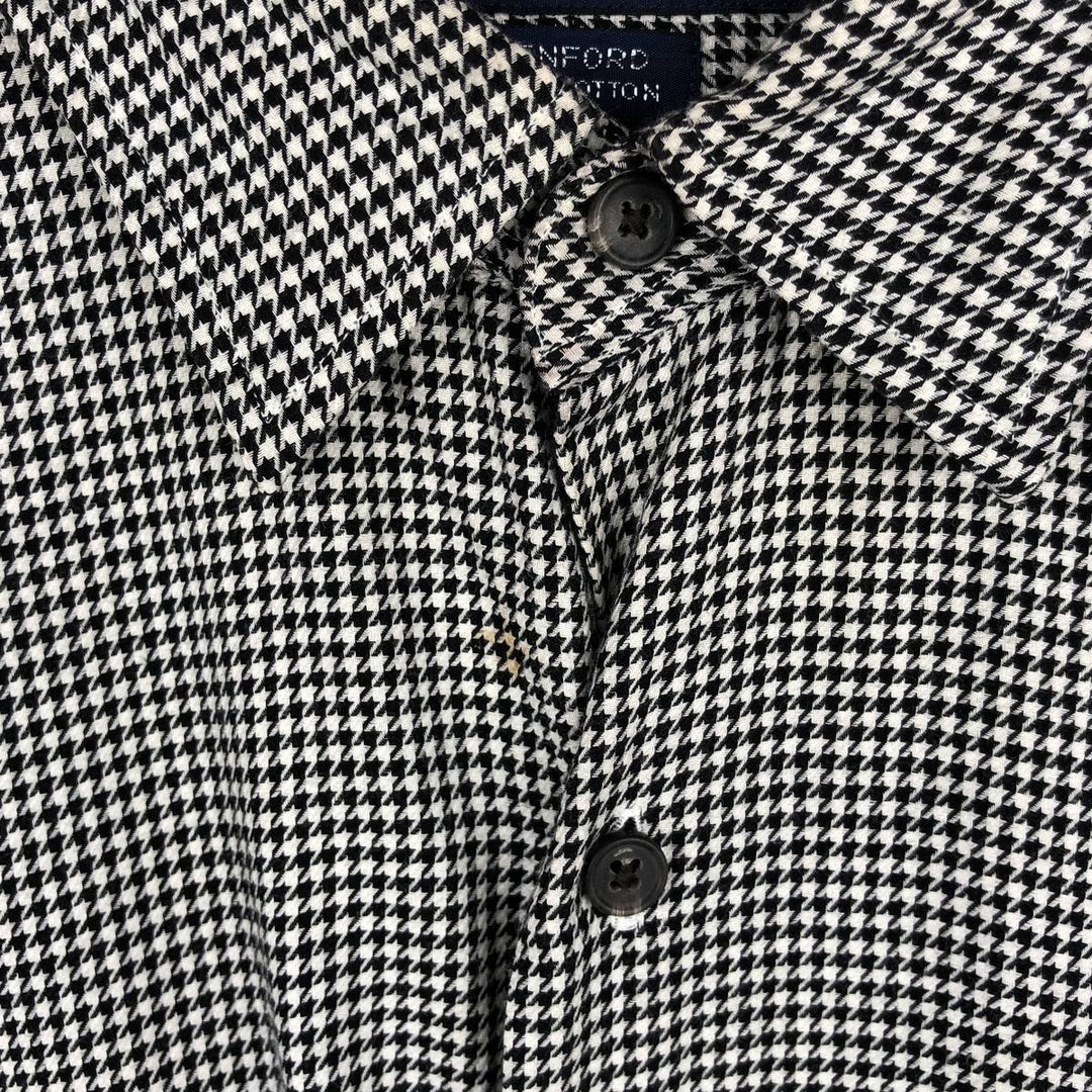 Ralph Lauren x Polo Golf Benford Houndstooth Pattern Long-Sleeve Cotton Shirt, Men's Size XL (approx.) cotton black type Vintage Second Hand