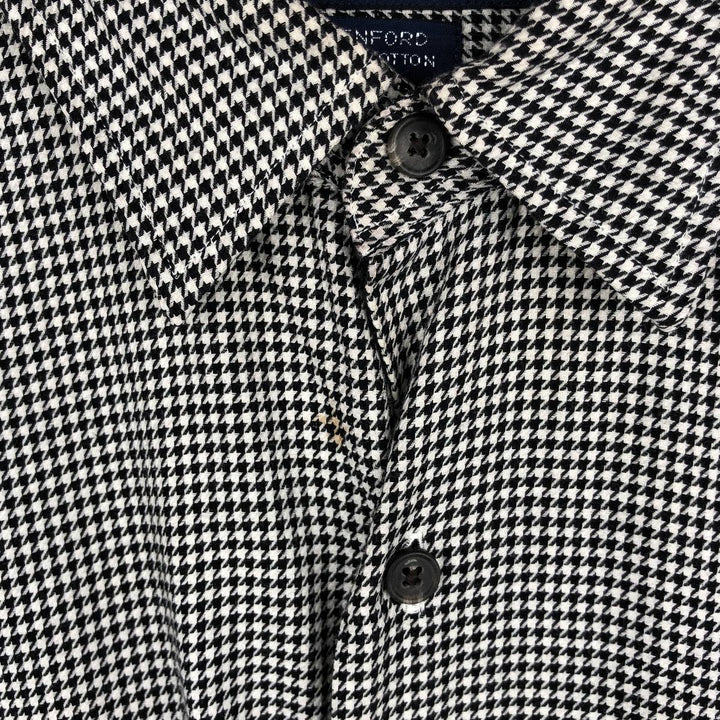 Ralph Lauren x Polo Golf Benford Houndstooth Pattern Long-Sleeve Cotton Shirt, Men's Size XL (approx.) cotton black type Vintage Second Hand