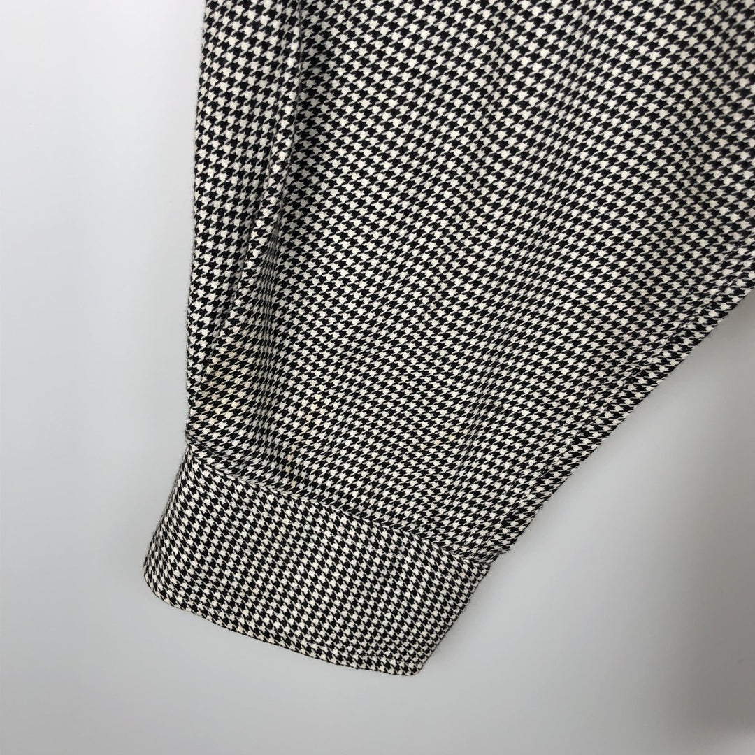 Ralph Lauren x Polo Golf Benford Houndstooth Pattern Long-Sleeve Cotton Shirt, Men's Size XL (approx.) cotton black type Vintage Second Hand