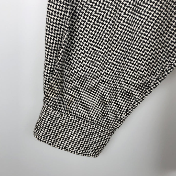 Ralph Lauren x Polo Golf Benford Houndstooth Pattern Long-Sleeve Cotton Shirt, Men's Size XL (approx.) cotton black type Vintage Second Hand