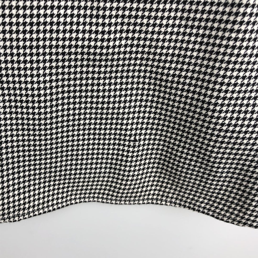 Ralph Lauren x Polo Golf Benford Houndstooth Pattern Long-Sleeve Cotton Shirt, Men's Size XL (approx.) cotton black type Vintage Second Hand