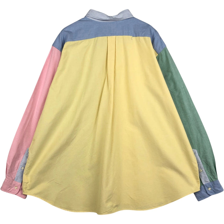 Ralph Lauren Crazy Pattern Long-Sleeve Button-Down Striped Shirt, Men's Size XXXL (approx.) cotton Blue type light blue Vintage Second Hand