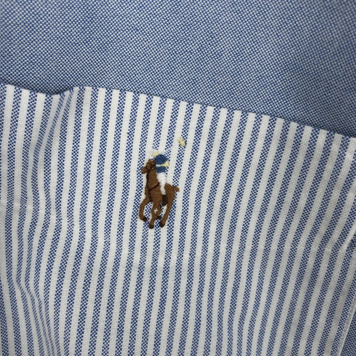 Ralph Lauren Crazy Pattern Long-Sleeve Button-Down Striped Shirt, Men's Size XXXL (approx.) cotton Blue type light blue Vintage Second Hand