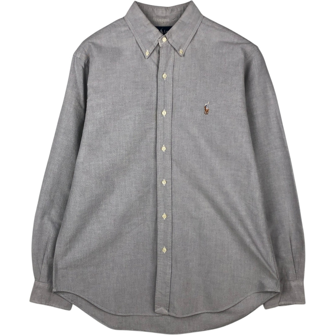 Ralph Lauren Classic Fit Long Sleeve Button Down Shirt, Men's Size L cotton gray type Vintage Second Hand