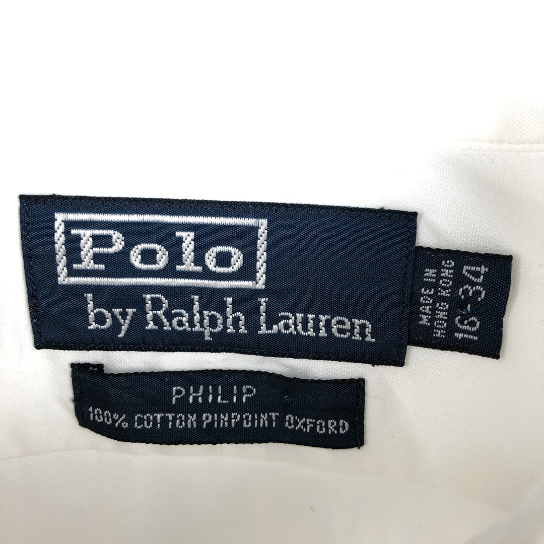 Ralph Lauren PHILIP Long-Sleeve Cotton Shirt with Cuffs, Men's Size L (approx.) cotton white type Vintage Second Hand