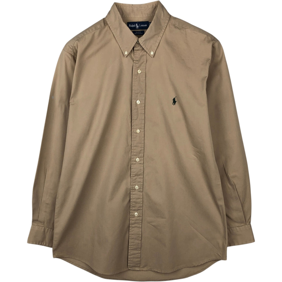 Ralph Lauren BLAKE long sleeve button down shirt, men's size L cotton Beige type Vintage Second Hand