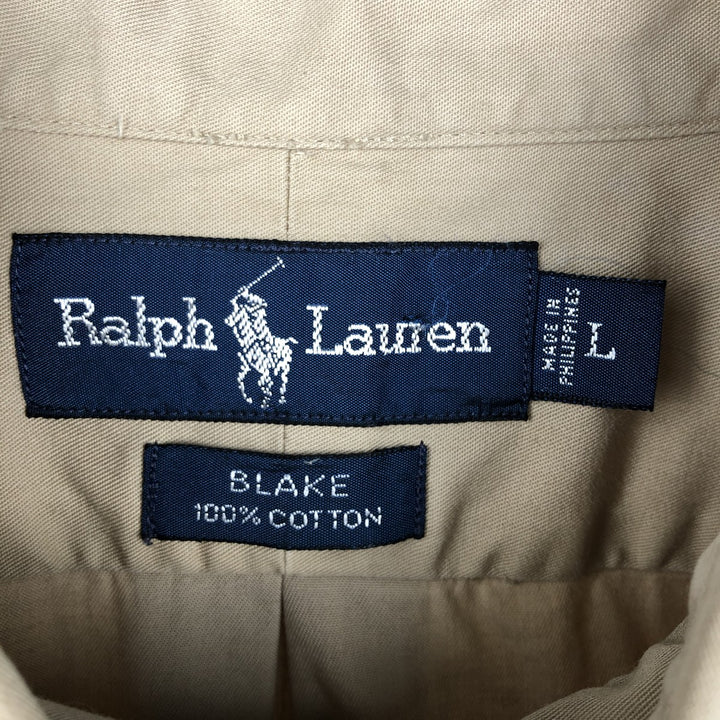 Ralph Lauren BLAKE long sleeve button down shirt, men's size L cotton Beige type Vintage Second Hand