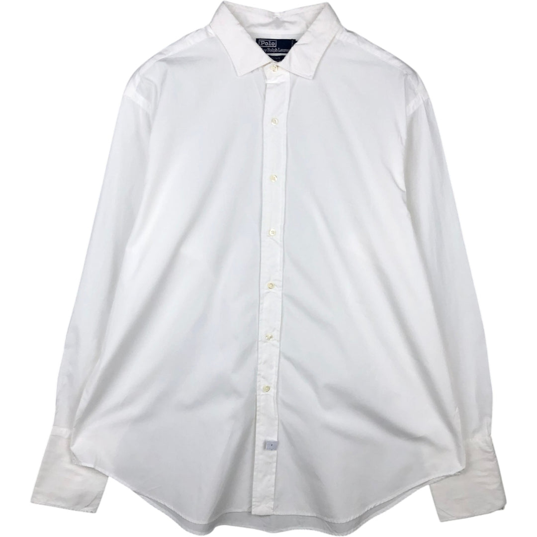 Ralph Lauren ESTATE Long-Sleeve Cotton Shirt with Cuffs, Men's Size XL (approx.) cotton white type Vintage Second Hand