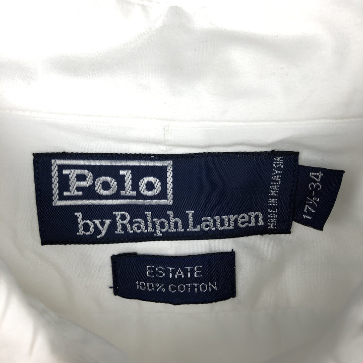 Ralph Lauren ESTATE Long-Sleeve Cotton Shirt with Cuffs, Men's Size XL (approx.) cotton white type Vintage Second Hand