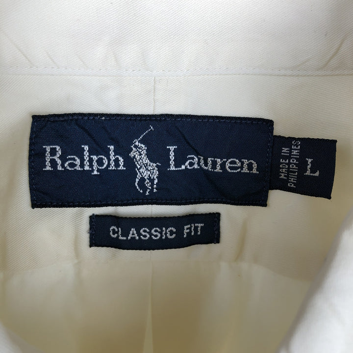 Ralph Lauren CLASSIC FIT Long-Sleeve Button-Down Shirt, Men's Size L (equivalent) cotton pale white type Vintage Second Hand