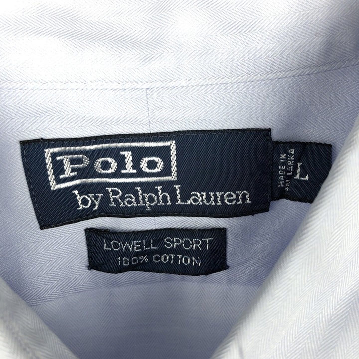 Ralph Lauren LOWELL SPORT long-sleeved cotton shirt, men's size L cotton blue type Vintage Second Hand