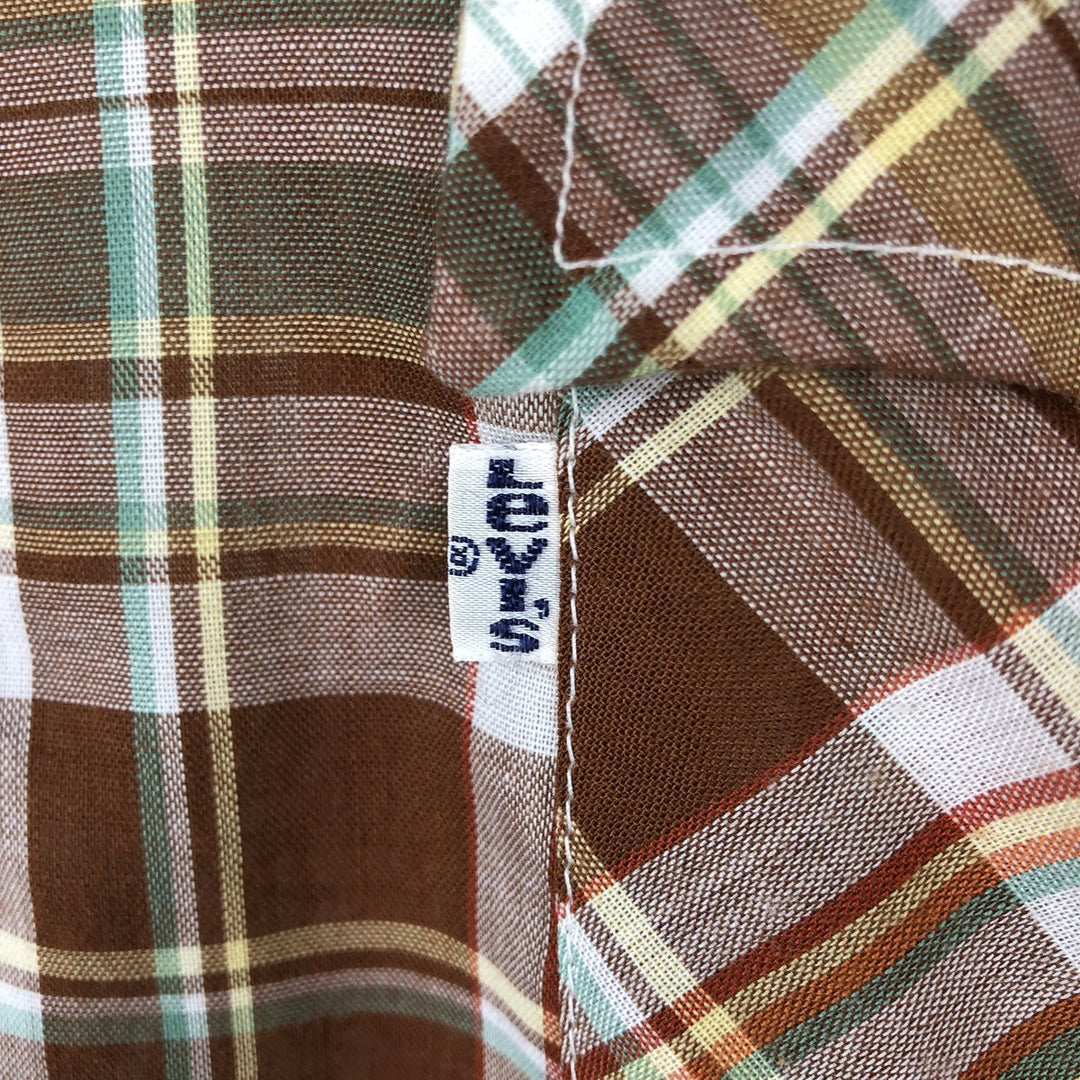 1970'S Levi's Check Pattern Long-Sleeve Western Shirt, Men's Size L (approx.) unclear brown type Vintage Second Hand