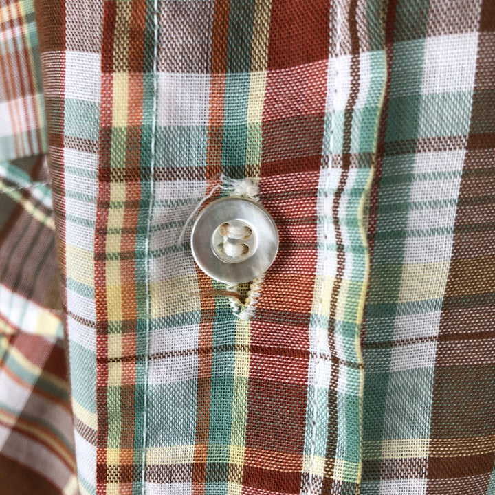 1970'S Levi's Check Pattern Long-Sleeve Western Shirt, Men's Size L (approx.) unclear brown type Vintage Second Hand