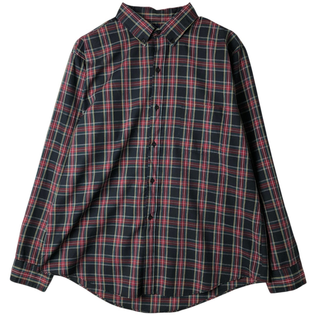 DeeCee Button-Down Long-Sleeve Check Shirt, Made in USA, Men's Size XL (approx.) unclear navy blue type Vintage Second Hand