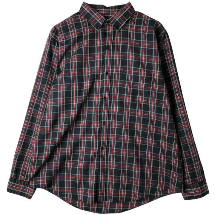 DeeCee Button-Down Long-Sleeve Check Shirt, Made in USA, Men's Size XL (approx.) unclear navy blue type Vintage Second Hand