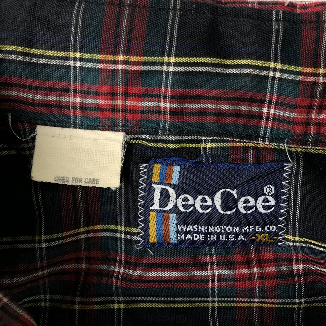 DeeCee Button-Down Long-Sleeve Check Shirt, Made in USA, Men's Size XL (approx.) unclear navy blue type Vintage Second Hand