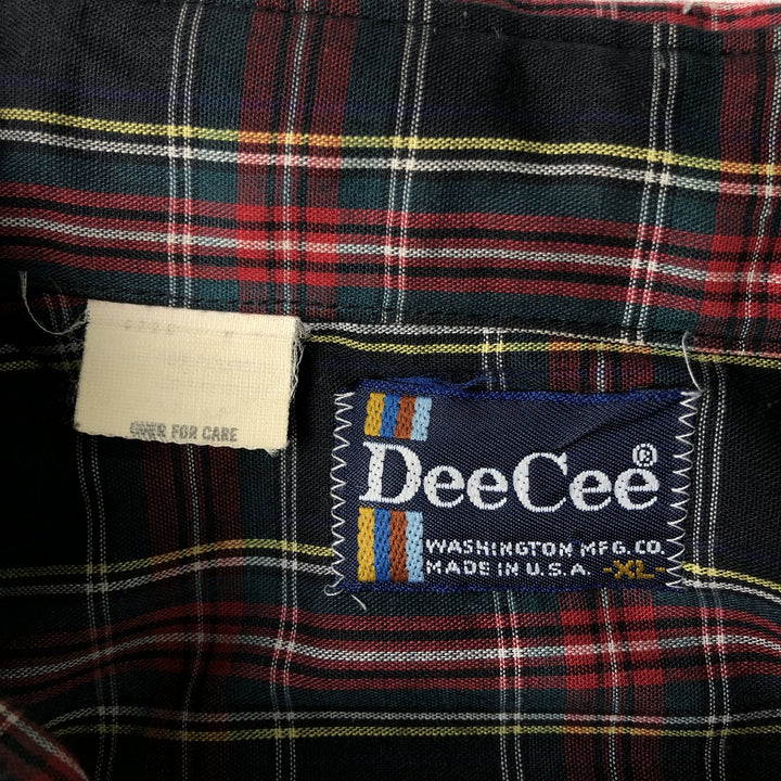 DeeCee Button-Down Long-Sleeve Check Shirt, Made in USA, Men's Size XL (approx.) unclear navy blue type Vintage Second Hand