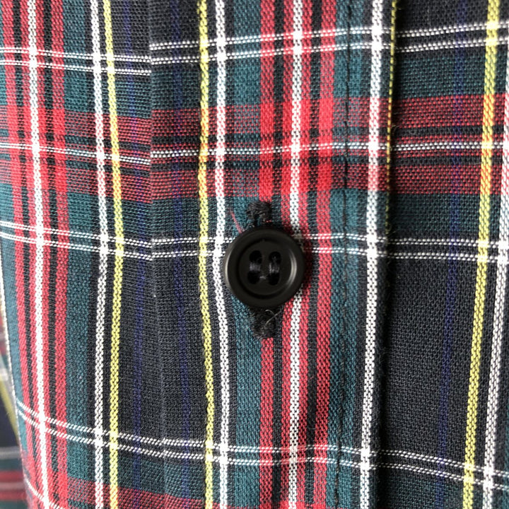 DeeCee Button-Down Long-Sleeve Check Shirt, Made in USA, Men's Size XL (approx.) unclear navy blue type Vintage Second Hand